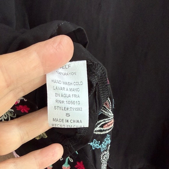 Savanna Jane Florel Black Top with Colorful Floral Embroidery - Picture 8 of 9